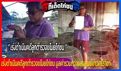 เร่งดำเนินคดีลูกตำรวจขโมยไก่ชน มูลค่ารวมกว่าแสนศูนย์ข่าวศรีราชา  เร่งดำเนินคดีลูกตำรวจขโมยไก่ชน มูลค่ารวมกว่าแสนศูนย์ข่าวศรีราชา