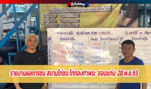 รายงานผลการชน สนามไก่ชน ไก่ทองท่าพระ  ขอนแก่น  28 พ.ย 63 รายงานผลการชน สนามไก่ชน ไก่ทองท่าพระ  ขอนแก่น  28 พ.ย 63